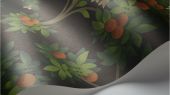 Флизелиновые обои пр-во Великобритания коллекция Seville от Cole & Son, с рисунком под названием Orange Blossom фруктовые деревья на темном фоне. Обои для гостиной, обои для спальни. Онлайн оплата, большой ассортимент, бесплатная доставка