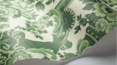 Флизелиновые обои пр-во Великобритания коллекция Seville от Cole & Son, рисунок под названием Lola крупный дамаск зеленого цвета на белом фоне. Обои для гостиной, обои для спальни, обои для кабинета. Большой ассортимент, бесплатная доставка, купить обои