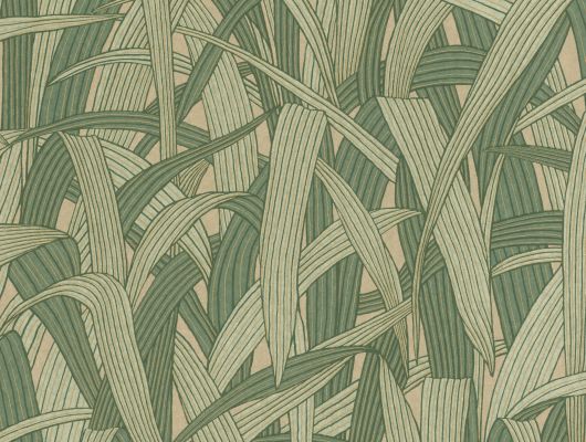 Флизелиновые обои с растительным  мелким японским рисунком в оливково зеленом цвете, Sensai, Обои для гостиной, Обои для кухни, Обои для спальни