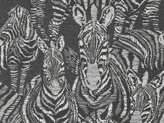 Купить дизайнерские обои Nirmala арт. 112242 из коллекции Mirador, Harlequin с графичным черно-белым изображением зебр в салонах ОДизайн., Mirador, Обои для гостиной, Обои для кабинета