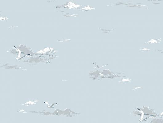 Детские обои на флизелиновой основе с приятным рисунком чаек парящих на фоне голубого бескрайнего неба, Marstrand II, Детские обои, Обои для квартиры, Флизелиновые обои