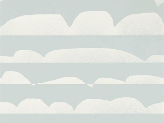 Заказать обои в детскую арт. 112011 дизайн Haiku из коллекции Zanzibar от Scion, Великобритания с  принтом в виде графических облаков белого цвета на серо-голубом фоне в шоу-руме в Москве, бесплатная доставка, Zanzibar, Обои для гостиной, Обои для спальни