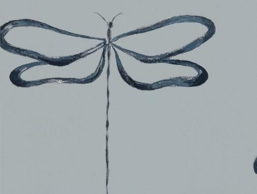 Купить Дизайнерские обои с насекомыми на сером фоне Dragonfly арт. 111932 из  коллекции Japandi от Scion в интернет-магазине с бесплатной доставкой, Japandi, Обои для гостиной, Обои для кухни