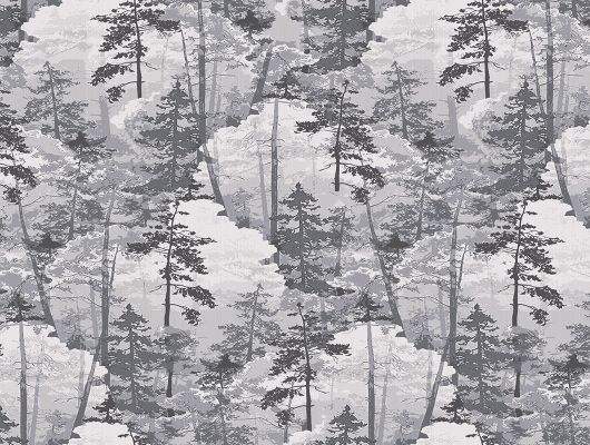 Крупный узор с монохромным рисунком леса на флизелиновых обоях создающий в кабинете 3Д эффект., Ambient vol. 2, Обои для кабинета