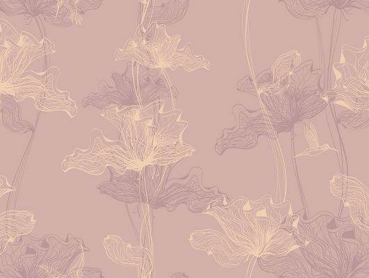 Розовые цветы с восточным узором на широких обоях  "Aura", Ambient