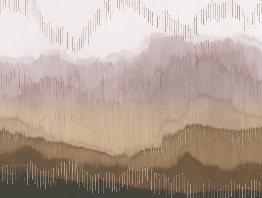 Фактурное панно "Mountain Ridge" арт.ETD19 004  в интерьере спальни. Рисунок гор выполнен градиентом  на крупной флизелиновой фреске, Etude vol. II, Индивидуальное панно, Обои для спальни, Фотообои