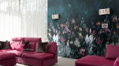 Большое панно "Tropical Meadow" арт.ETD2 011, из коллекции Etude, на стену с изображением ночного  тропического цветочного рая  в ночной сезон  , купить в интернет-магазине