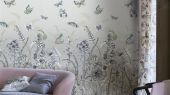 Фотопанно арт. PDG1058/02  из коллекции Mandora от Designers Guild, Великобритания с изображением растений и бабочек в сине-зеленых оттенках. Заказать в шоу-руме  Одизайн, широкий ассортимент