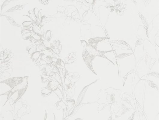Выбрать обои в кухню арт. PDG714/02 дизайн Sibylla Garden из коллекции Jardin Des Plantes от Designers guild  с птицами и цветами в нейтральных цветам, на сате odesign.ru, Jardin Des Plantes, Обои для гостиной, Обои для кухни, Обои для спальни