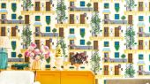 Флизелиновые обои пр-во Великобритания коллекция Seville от Cole & Son, с рисунком под названием Alfaro. Архитектурный рисунок яркой палитры на светлом фоне. Обои для кухни, обои для спальни, обои для коридора. Купить обои в студии Одизайн, онлайн оплата, бесплатная доставка