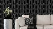 Обои флизелиновые  Fardis GEO VECTOR для гостиной, с крупным геометрическим рисунком, в черно белых цветах, купить в Москве, доставка обоев на дом, оплата обоев онлайн, большой ассортимент