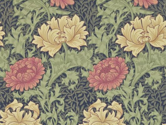 Выбрать дизайнерские обои Chrysanthemum арт. 216854 из коллекции Compilation Wallpaper от Morris с хризантемами, в каталоге., Compilation Wallpaper, Обои для гостиной, Обои для спальни